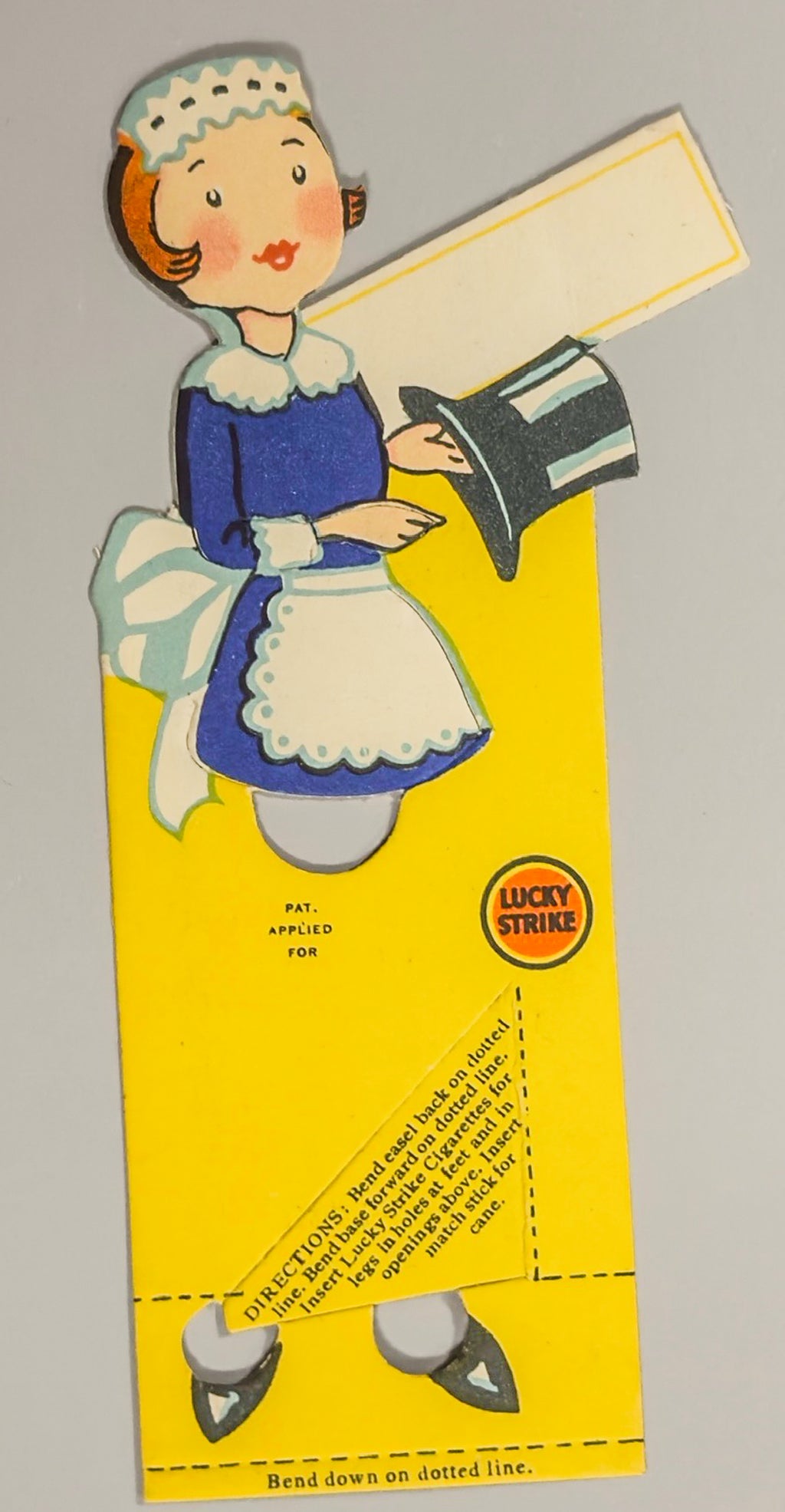 Pair Vintage Lucky Strike Dutch Maid Die Cut Easel Tobacco Advertising 1930s