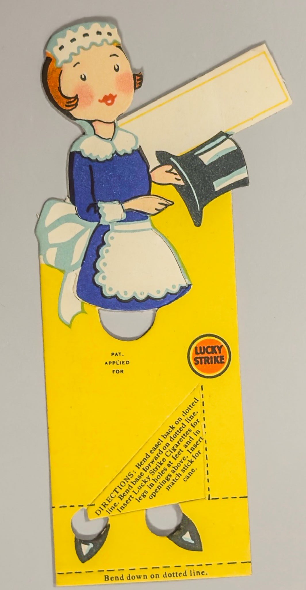 Pair Vintage Lucky Strike Dutch Maid Die Cut Easel Tobacco Advertising 1930s