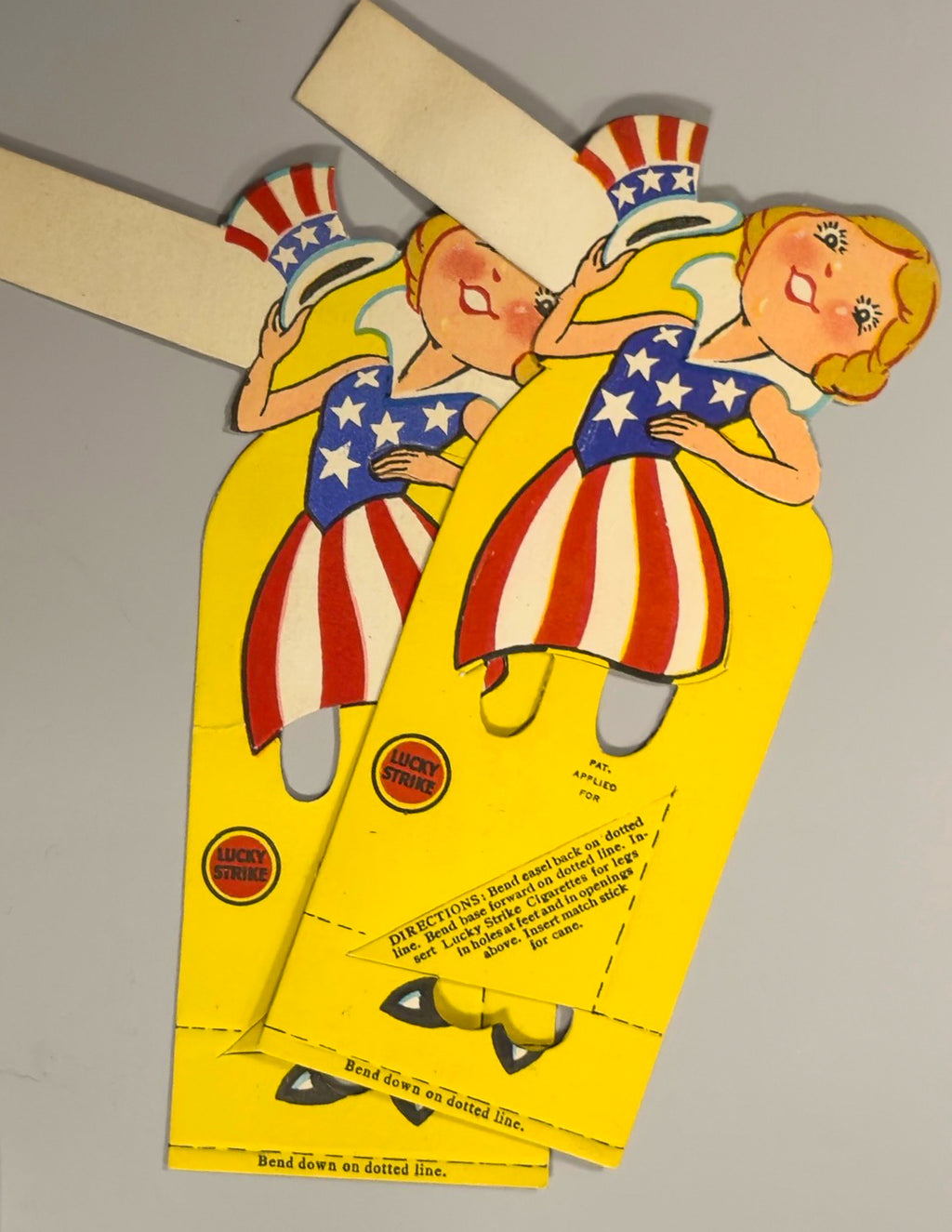 Vintage Lucky Strike Patriotic Miss America Die Cut Easel Display 1930s Advertising Collectible
