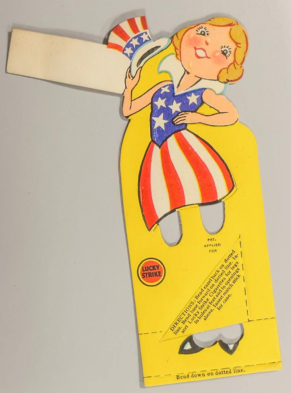Vintage Lucky Strike Patriotic Miss America Die Cut Easel Display 1930s Advertising Collectible