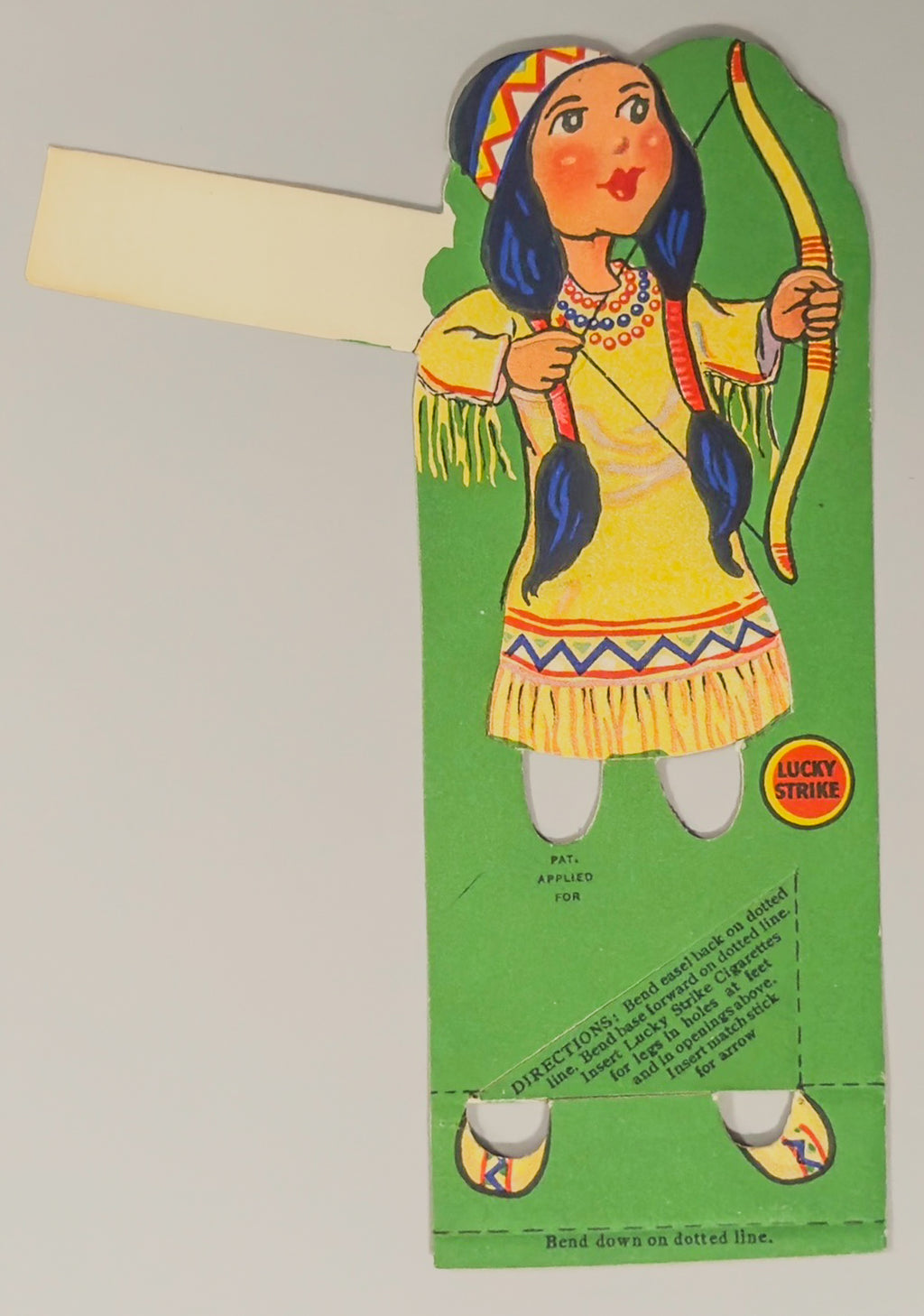 Vintage Lucky Strike Native American Archer Die Cut Easel Display 1930s (Pair)