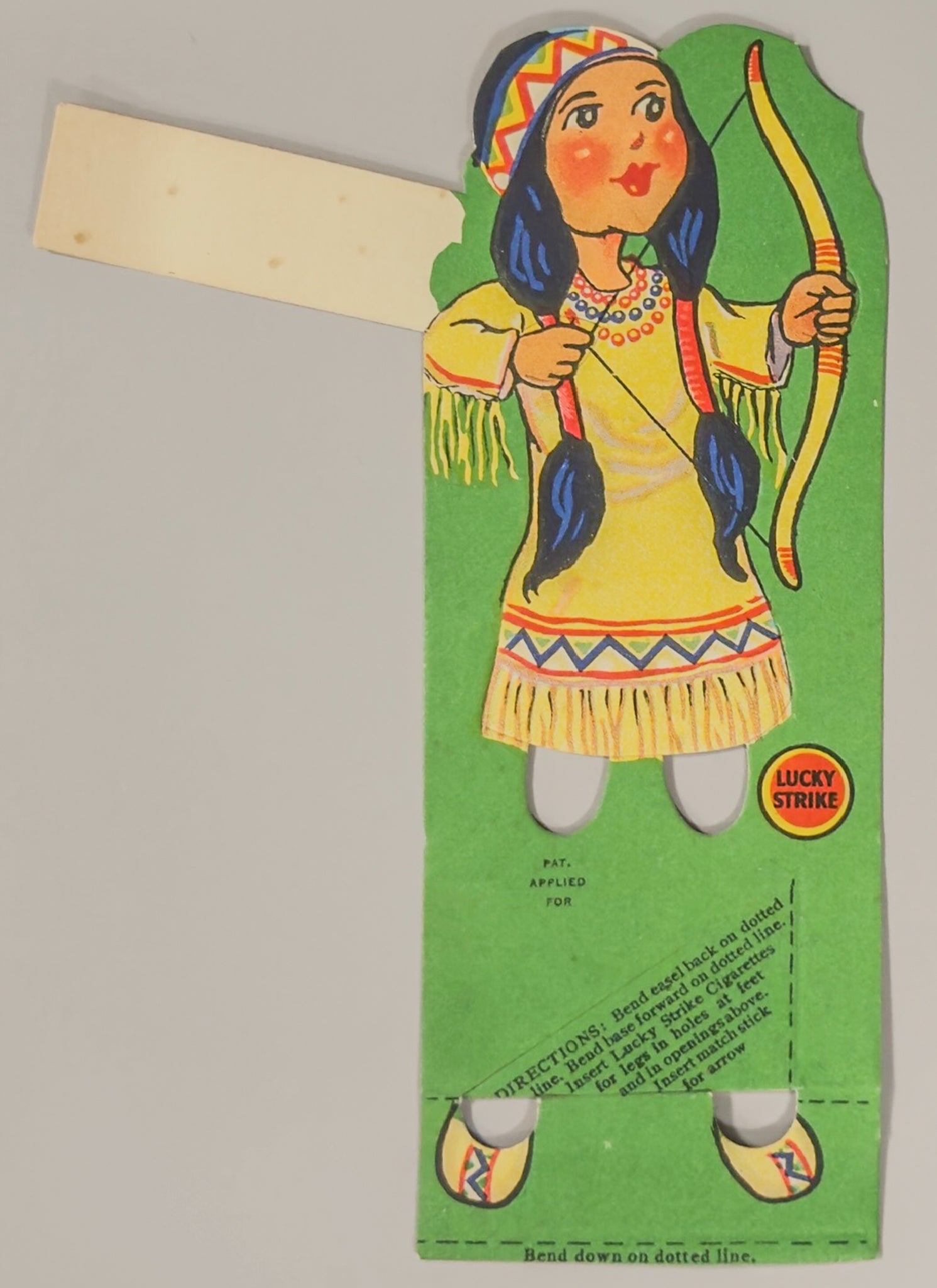 Vintage Lucky Strike Native American Archer Die Cut Easel Display 1930s (Pair)
