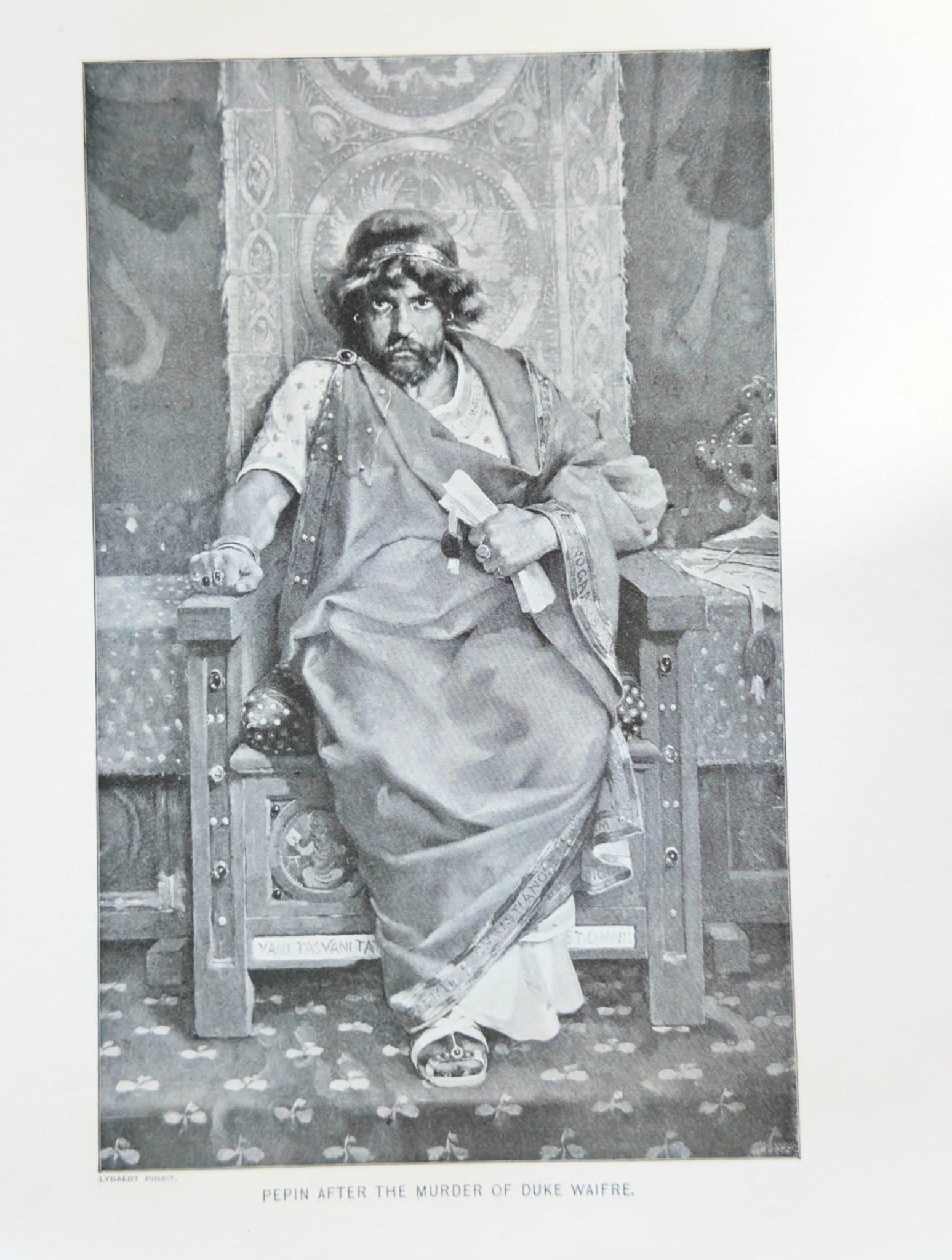 Antique Engraving – Pepin After the Murder of Duke Waifre – King of the Franks