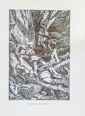 Antique Roland at Roncevalles Engraving – Charlemagne Knight Print – Great Men and Famous Women – Best Men Series – Medieval Battle Art