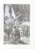 A Roman Banquet – 1894 Antique Engraving Print | Ancient Rome Feast Scene