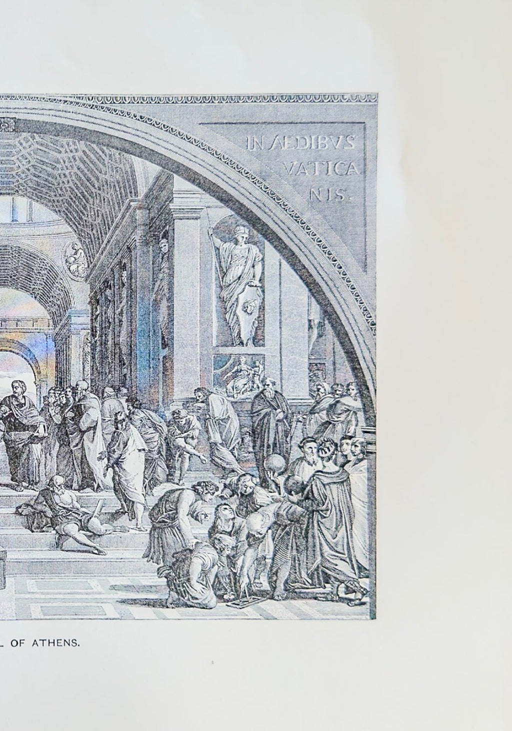 The School of Athens – 1894 Antique Engraving Print | Raphael Vatican Fresco