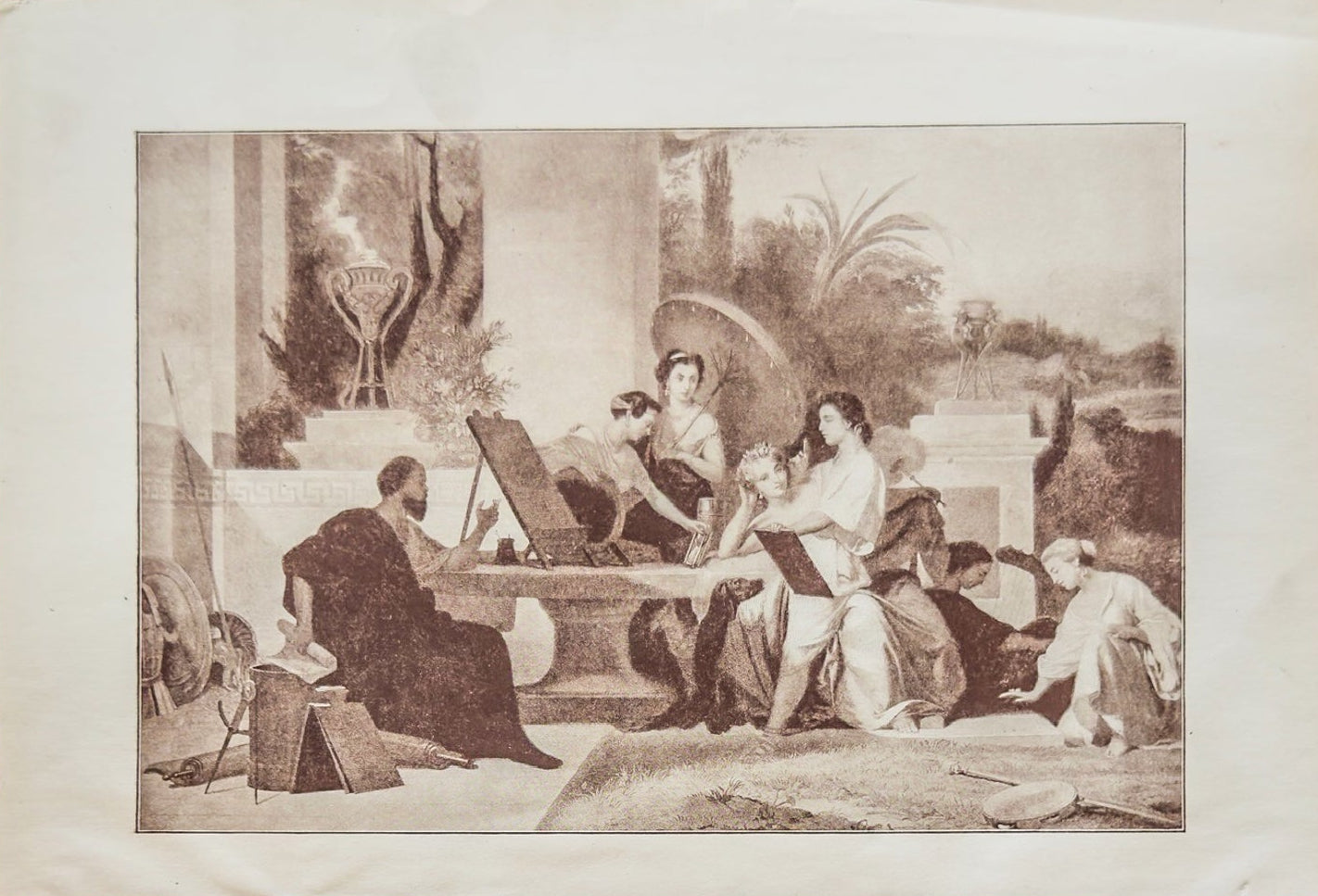 Socrates Teaching Alcibiades – Classical Greek Philosophy Print – Vintage Engraving