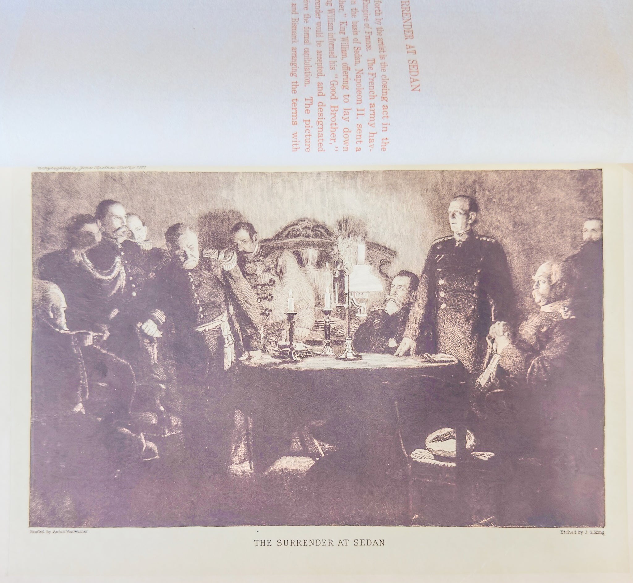 Surrender at Sedan Antique Print – Napoleon III War Scene – Franco-Prussian War Art