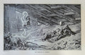 Black and white illustration of a religious scene with figures and animals in a rustic setting.