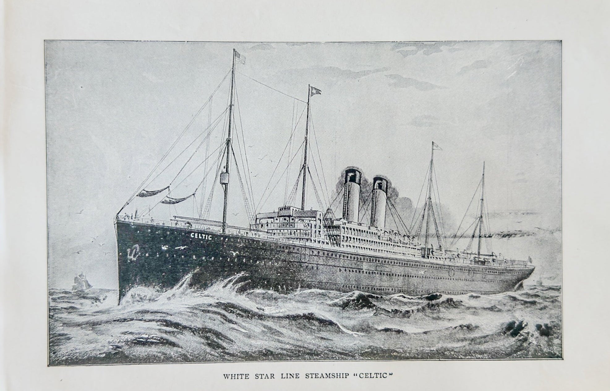 White Star Line Steamship “Celtic” Antique Print – Titanic Era Ocean Liner
